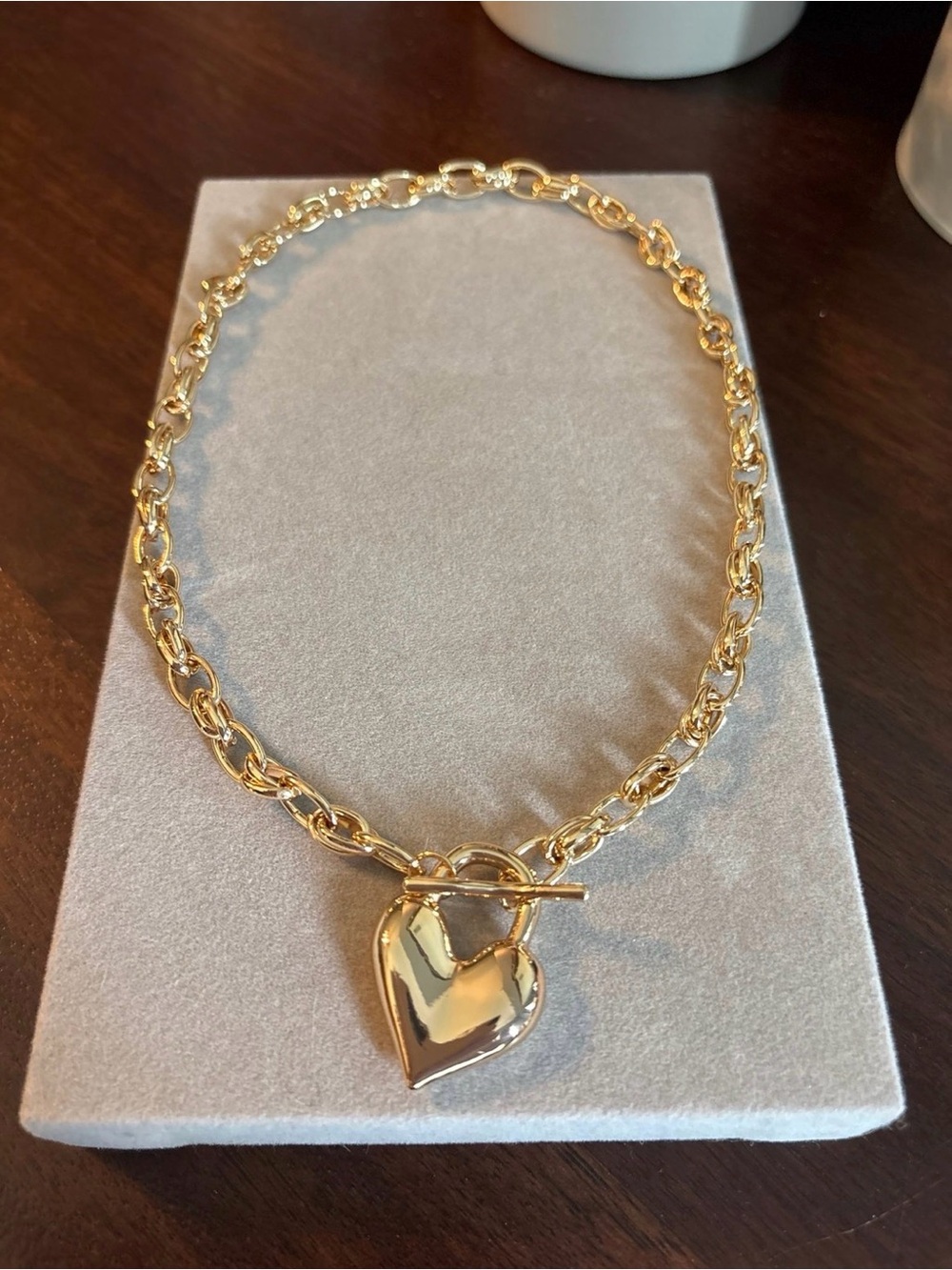 Gold Heart Toggle Chain Necklace - Picture 5 of 5